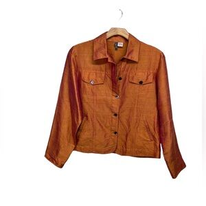 Anu Silk Button Down Orange Jacket Women’s Size Large